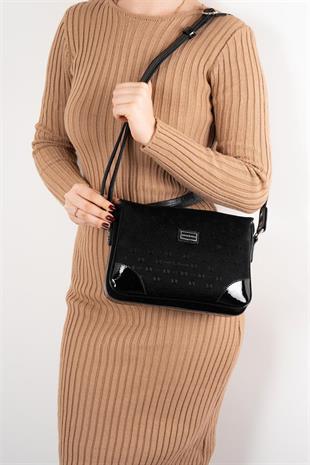Silver & Polo SP784 Kadın Çapraz Çanta Fashion Siyah-Rugan Siyah