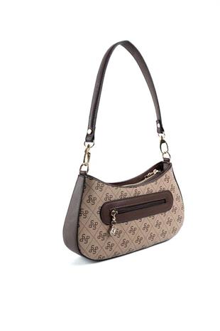 Silver & Polo SP1251 Kadın Omuz Çantası Monogram Koyubej-Kahve