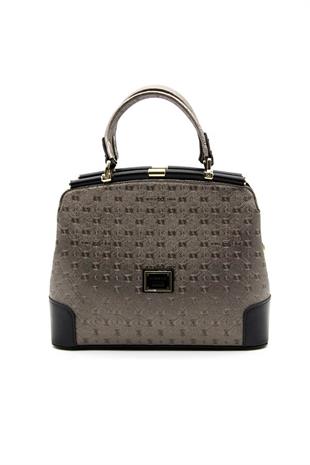 Silver & Polo SP706 Kadın El Çantası Logolu Platin-Siyah
