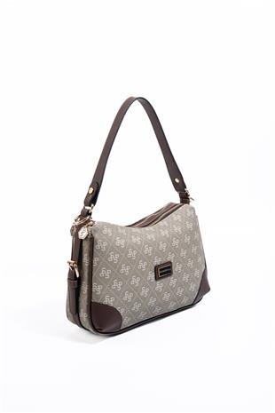 Silver Polo Y.Yeşil - Kahve Monogram Kadın Omuz Çantası SP1269