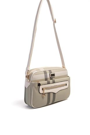 Silver & Polo SP491 Kadın Çapraz Çanta Ekose A.Yeşil-Kemik