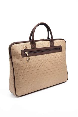 Silver & Polo SP1175 Kadın Laptop & Evrak Çantası Logolu Bronz-Kahve
