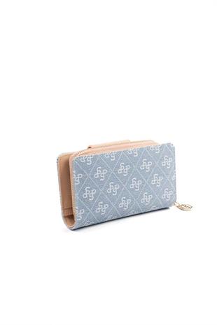 Silver & Polo SP1202 Kadın Cüzdan & Kartlık Monogram Mavi-Ten