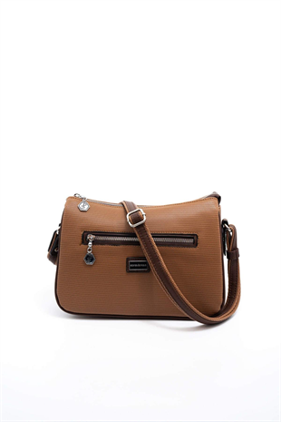 Silver & Polo SP818 Kadın Çapraz Çanta Petek Karamel-Kahve