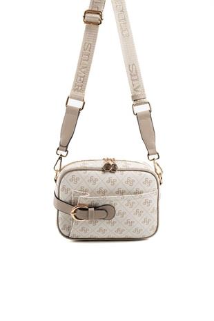 Silver Polo SP1256 Kadın Çapraz Çanta Monogram Bej-Kum