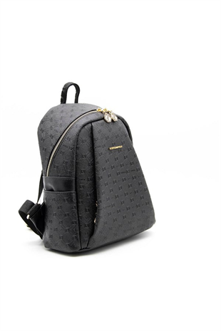 Silver & Polo SP926 Kadın Sırt Çantası Logolu Siyah-Siyah