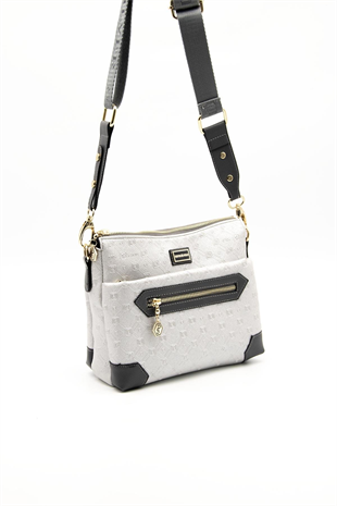 Silver & Polo SP1110 Kadın Çapraz Çanta Logolu A.Gümüş-Antrasit