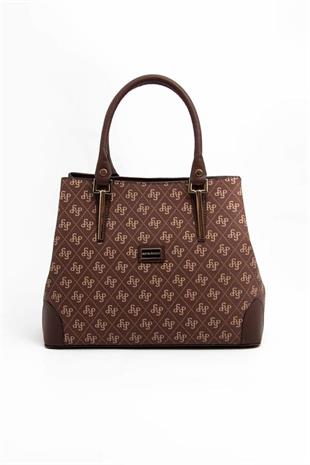 Silver & Polo SP667 Kadın El Çantası Monogram Kahve
