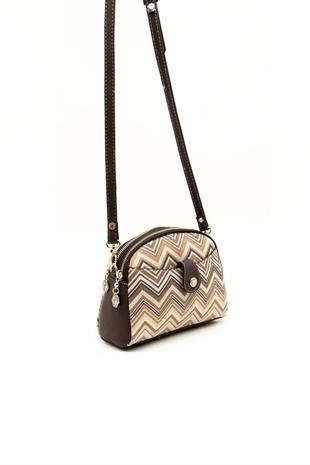 Silver & Polo SP1144 Kadın Çapraz Çanta Ekose Nut-Kahve