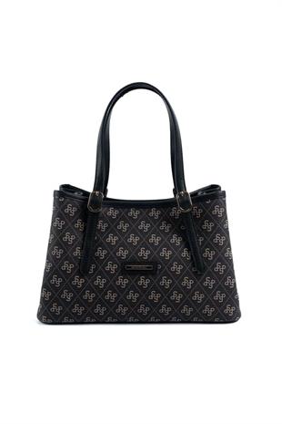 Silver & Polo SP1252 Kadın El Çantası Monogram Füme-Siyah