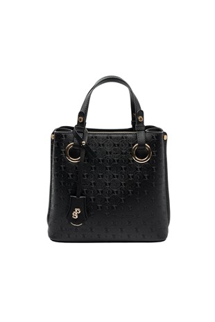 Silver & Polo SP975 Kadın El Çantası Logolu Siyah-Siyah