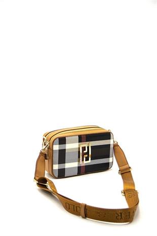 Silver & Polo SP1078 Kadın Çapraz Çanta Ekose Siyah-A.Taba