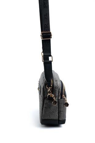 Silver & Polo SP1201 Kadın Çapraz Çanta Logolu Platin-Siyah