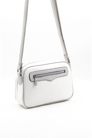 Silver & Polo SP491 Kadın Çapraz Çanta Düz Beyaz-A.Gri