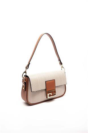 Silver Polo SP1179 Kadın Omuz Çantası Hasır Bej-Taba