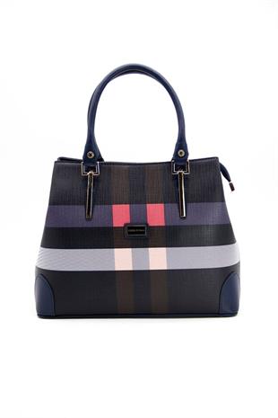 Silver & Polo SP667 Kadın El Çantası Ekose Lacivert