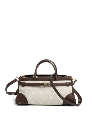 Silver & Polo SP1260 Kadın El Çantası Monogram Taş-Kahve
