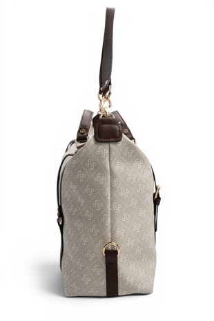 Silver Polo SP1064 Kadın Seyahat Çantası Monogram Taş-Kahve