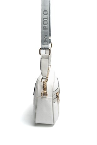 Silver & Polo SP1280 Kadın Çapraz Çanta Logolu Beyaz-A.Gri