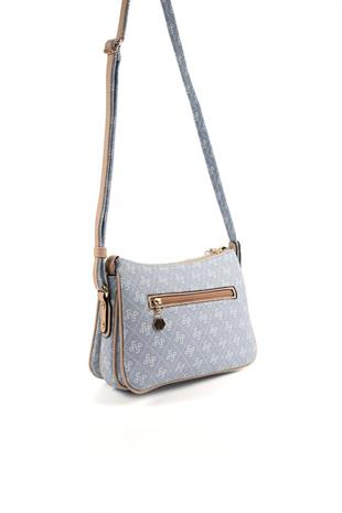 Silver & Polo SP818 Kadın Çapraz Çanta Monogram Mavi-Ten