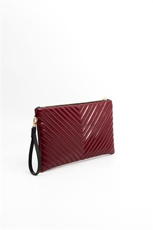 Silver Polo SP1034 Kadın Portföy & Clutch Kapitone V Rugan Bordo-Rugan Bordo