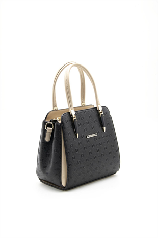 Silver & Polo SP1136 Kadın El Çantası Logolu Siyah-S.Nut