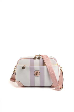 Silver & Polo SP1094 Kadın Çapraz Çanta Ekose Lila-Pembe