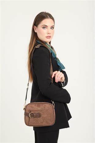 Silver & Polo SP1256 Kadın Çapraz Çanta Süet Kahve