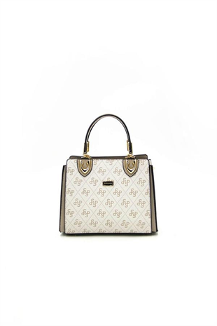 Silver & Polo SP1133 Kadın El Çantası Monogram Bej-Kum