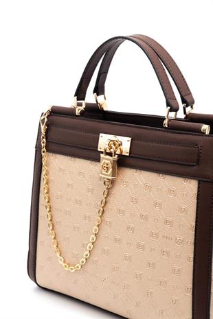 Silver & Polo SP1166 Kadın El Çantası Logolu Nut-Kahve