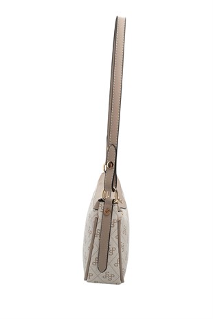 Silver Polo SP1274 Kadın Çapraz Çanta Monogram Bej-Kum
