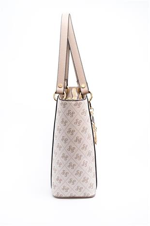 Silver Polo SP1176 Kadın Omuz Çantası Monogram Bej-Kum