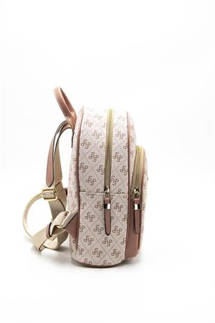 Silver & Polo SP1062 Kadın Sırt Çantası Monogram Pembe-Somon