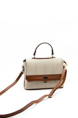 Silver & Polo SP838 Kadın Çapraz Çanta Hasır Bej-Taba