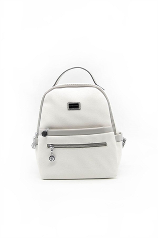 Silver & Polo SP1061 Kadın Sırt Çantası Petek Beyaz-A.Gri
