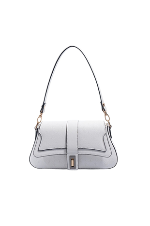 Silver & Polo SP1177 Kadın Omuz Çantası Logolu Beyaz-Beyaz