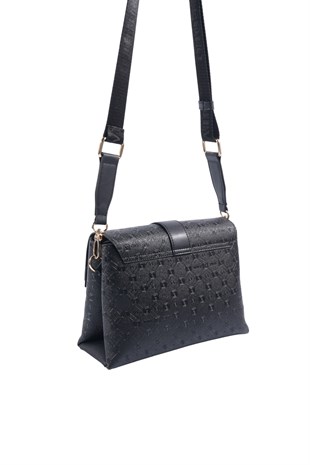 Silver & Polo SP1275 Kadın Çapraz Çanta Logolu Siyah-Siyah