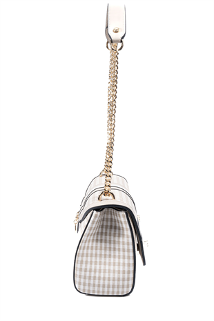 Silver & Polo SP1139 Kadın Çapraz Çanta Ekose Line Kare Kum Beji