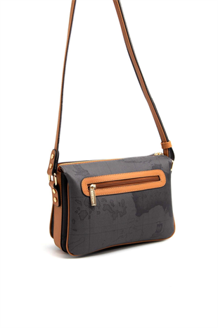 Silver & Polo SP784 Kadın Çapraz Çanta Harita Siyah-A.Taba