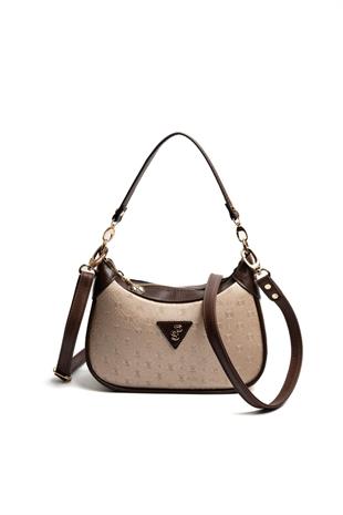 Silver & Polo SP1180 Kadın Omuz Çantası Logolu Nut-Kahve