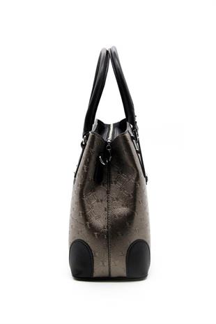 Silver & Polo SP667 Kadın El Çantası Logolu Platin-Siyah