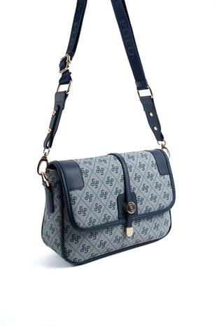 Silver & Polo SP1182 Kadın Çapraz Çanta Monogram Gri-Lacivert