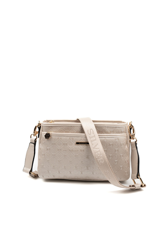 Silver & Polo SP1184 Kadın Çapraz Çanta Logolu Bej-S.Bej