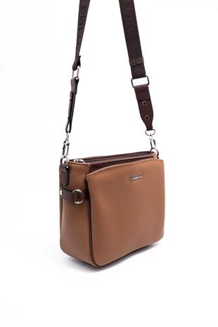 Silver & Polo SP884 Kadın Çapraz Çanta Petek Karamel-Kahve