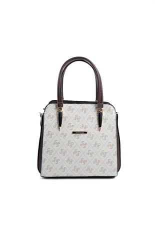 Silver & Polo SP1136 Kadın El Çantası Monogram Bej-Kahve