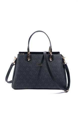 Silver & Polo SP1253 Kadın El Çantası Monogram Siyah