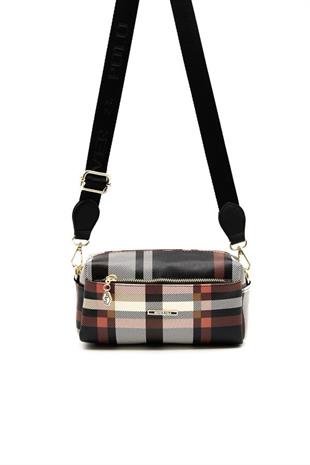 Silver & Polo SP1142 Kadın Çapraz Çanta Ekose Siyah