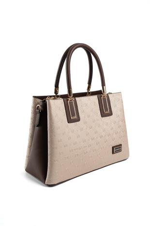 Silver & Polo SP1000 Kadın El Çantası Logolu Nut-Kahve