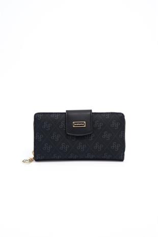 Silver & Polo SP928 Kadın Cüzdan & Kartlık Monogram Siyah