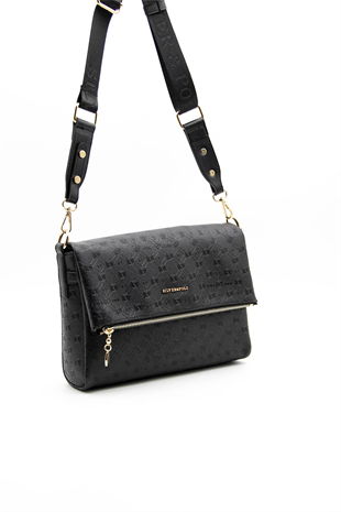 Silver & Polo SP963 Kadın Çapraz Çanta Logolu Siyah-Siyah